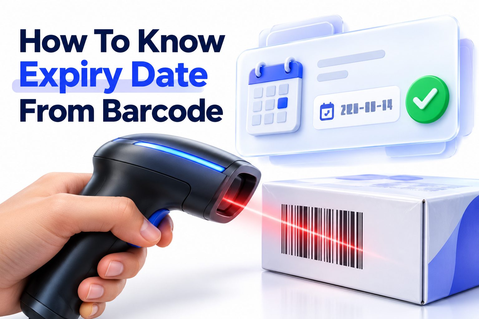 Person scanning a product barcode to check its expiry date