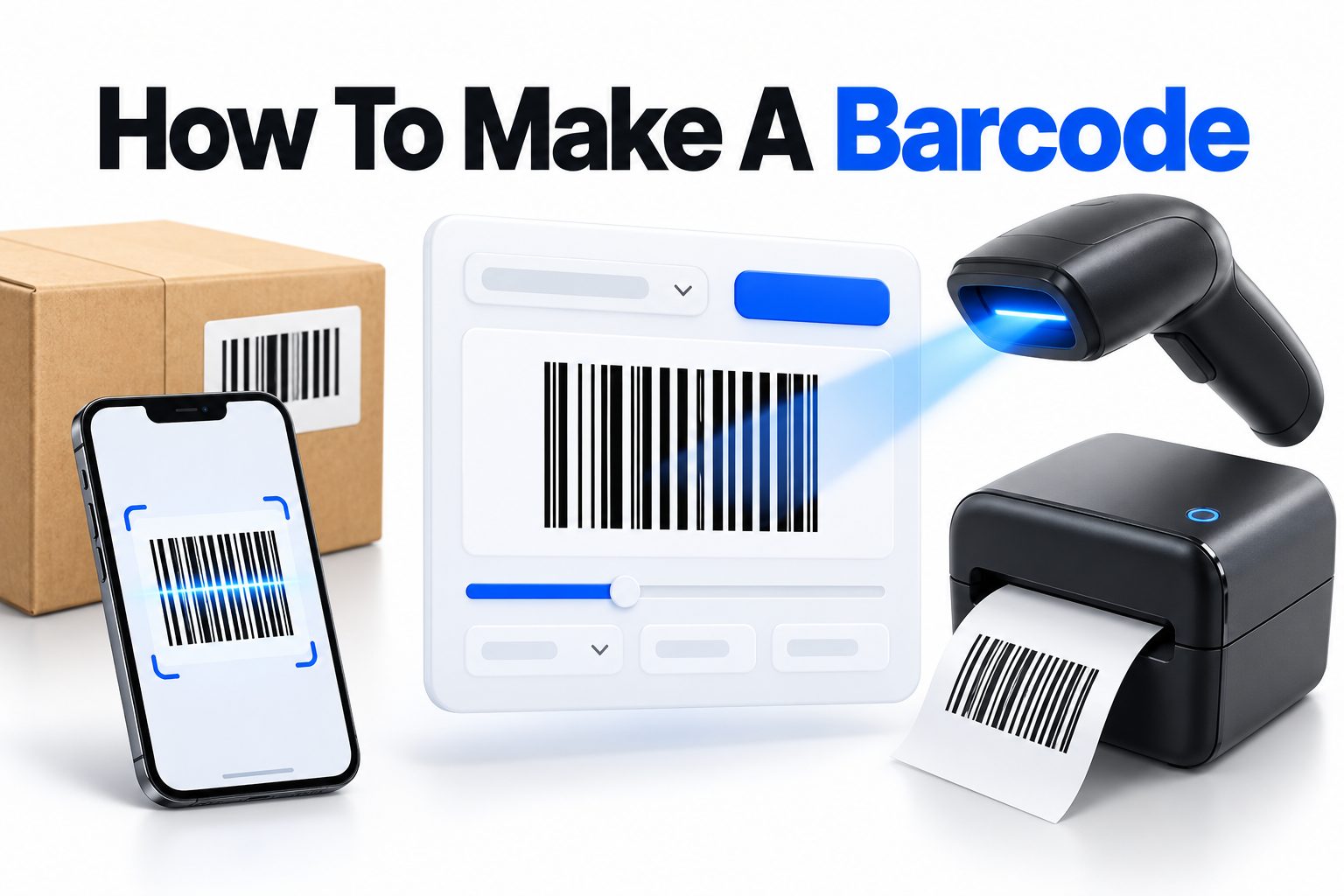 Person creating a barcode on a computer